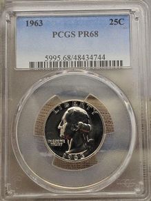 USA United States Silver Proof 1963 Washington Quarter PCGS PR68