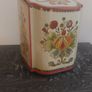 Funky Retro Mid-Century 1950's Tin Tea Caddy, with a Stylish Embossed Floral Design an Unusual Shape, with a Cushion Lid, by Baret Ware in the Monetery Design Image 2
