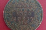 INDIA 2 X Quarter Anna 1876 and 1905 Coins