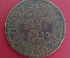 INDIA 2 X Quarter Anna 1876 and 1905 Coins