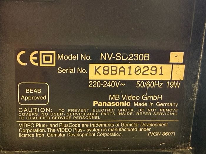 Panasonic NV-SD230 VHS Video Recorder Player