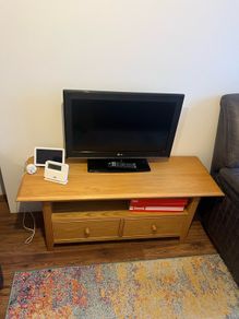 Wooden tv cabinet with matching side table