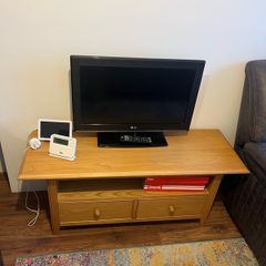 Wooden tv cabinet with matching side table