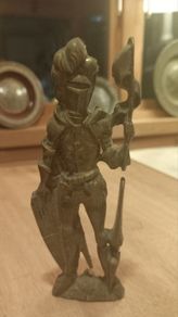 Brass door knocker, old, Medieval Knight, D18 post 6e