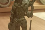 Brass door knocker, old, Medieval Knight, D18 post 6e