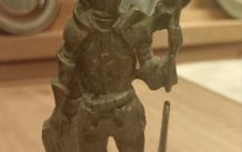 Brass door knocker, old, Medieval Knight, D18 post 8e