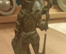 Brass door knocker, old, Medieval Knight, D18 post 6e