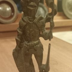 Brass door knocker, old, Medieval Knight, D18 post 6e