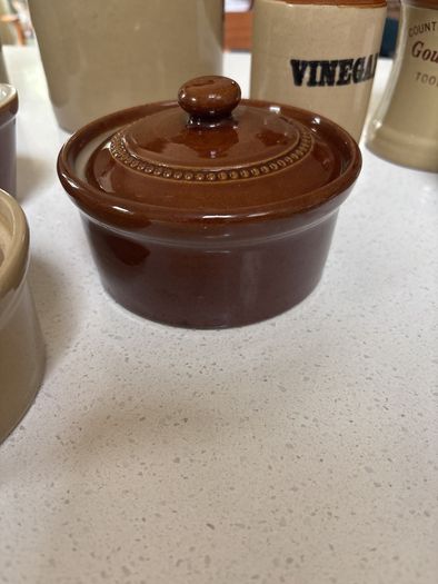 18 Pieces- Vintage Earthenware Glazed Pottery Pieces- Pearson's of Chesterfield, Moira Pottery , Emile Henry - French Designer- all in great condition