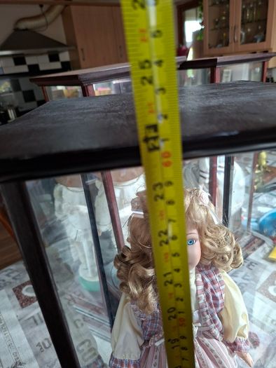 Collector's Porcelain Doll, In A very Large Mahogany Display Case, PRICE IS FOR 1 ONLY these came from a Pub contents,