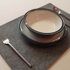 ONLY GREY Large Felt Placemats 17 x 11 inch. Rectangle Place Mat Set of 2