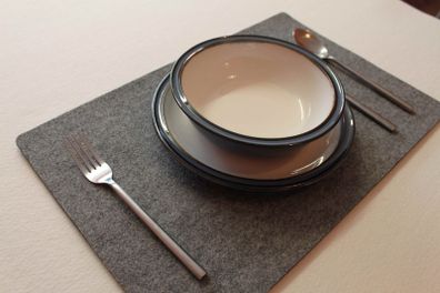 ONLY GREY Large Felt Placemats 17 x 11 inch. Rectangle Place Mat Set of 2