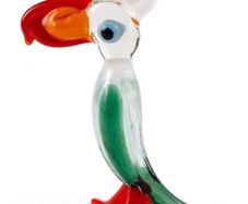 Vintage hand blown Murano art glass parrot
