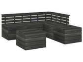 6 Piece Garden Pallet Lounge Set Solid Pinewood Dark Grey