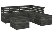 6 Piece Garden Pallet Lounge Set Solid Pinewood Dark Grey
