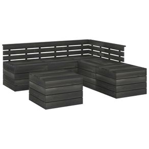6 Piece Garden Pallet Lounge Set Solid Pinewood Dark Grey
