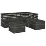 6 Piece Garden Pallet Lounge Set Solid Pinewood Dark Grey Image 5