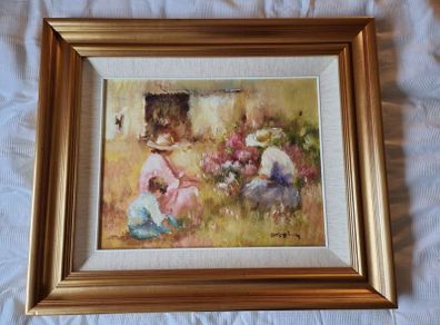 Elizabeth Brophy Oil Painting - A Day In The Garden