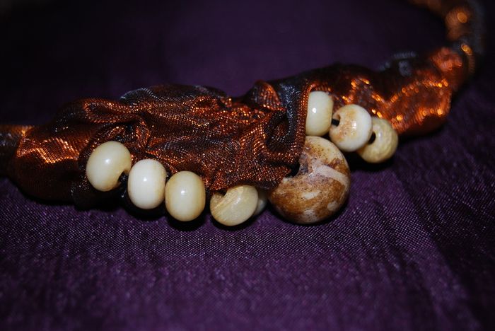 Handmade organza dark brown hairband