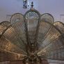 Vintage Brass Fireplace Screen Fan Gargoyle Peacock Griffin Image 5