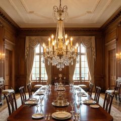Large old heavy brass and glass chandelier
