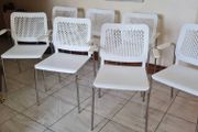 7 x white canteen/cafe chairs