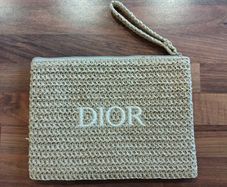 Christian Dior Beauty Raffia Straw Cosmetic Pouch