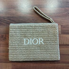 Christian Dior Beauty Raffia Straw Cosmetic Pouch