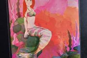 A4 Size Mermaid Red Hair Art Print, wall art