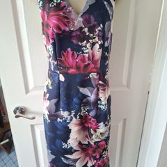 Coast Navy Floral  S/L Dress in Size 12