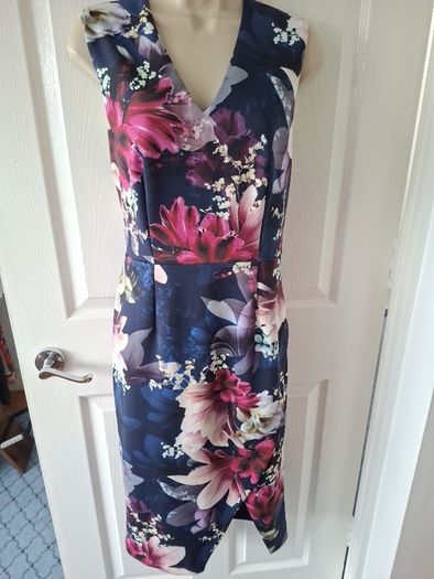 Coast Navy Floral  S/L Dress in Size 12