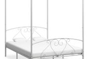 Canopy Bed Frame White Metal 140x200 cm