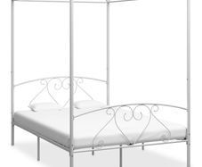 Canopy Bed Frame White Metal 140x200 cm