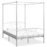 Canopy Bed Frame White Metal 140x200 cm Image 2