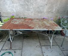 Garden large metal table rusted