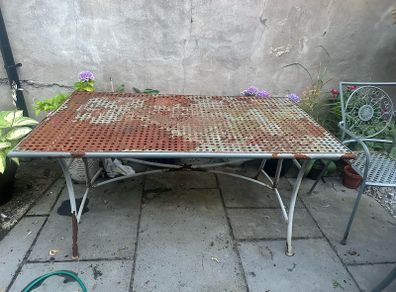 Garden large metal table rusted