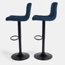 Breakfast Blue Bar Stools Set of 2 Adjustable Height Velvet Bar Stools, Soft Comfy Swivel With Footrest Metal Frame For Kitchen Counter - Navy Image 7