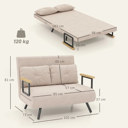 Sleeper Sofa 2 Seater Sofa Velvet Sofa, Sleeper Function, incl. 2 Pillows