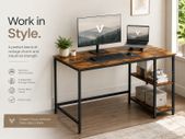 Industrial Computer Desk with Storage Shelves 120 cm Home Office Desk Vintage Brown
