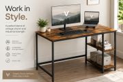 Industrial Computer Desk with Storage Shelves 120 cm Home Office Desk Vintage Brown