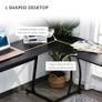 L Shape Computer Desk Corner Display Table Laptop Study Desk Minimalist Space Saving Wood Steel Gaming PC Workstation for Home Office 112.5x152x74cm Black Image 6