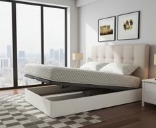 White Ottoman Storage Bed - King