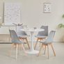 Set of 4 Solid Beech Dining Chairs Retro Upholstered Kitchen Chair Wooden Grey Image 5