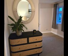 Black Stain Oak and Rattan Ankhara Chest of Drawers