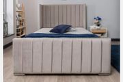 Ottoman Winged Panel Plush Velvet Upholstered Bed Frame Double &amp; King Size Bed