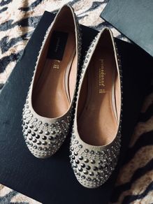 Primadonna Leather Studded Embellished Flat Ballerina Shoes Uk6 New