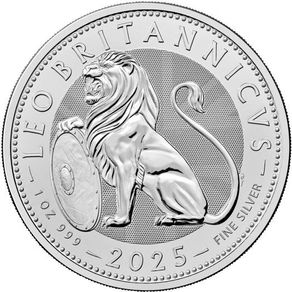 2025 UK 2 Pounds 1 oz Silver Bullion Coin - British Lion BU (In Capsule)