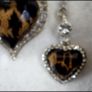 Incredible ABSOLUTE Irish Designed Rose Gold Plated with Crystal Surround Heart Shaped Black And Gold Flame Effect Necklace and Ear-rings Gift Set Image 4