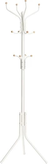 Coat Rack Stand, Coat Tree, Metal Hall Tree, Free Standing, 49 x 182 cm, 12 Hooks, for Clothes, Hats, Bags, White RCR19W