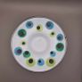 PRICE DROP .. IKEA EMALJ, Candle Holder Dish White Enameled Metal Green Blue Dots, set of 3. 2002 - discontinued. Image 5